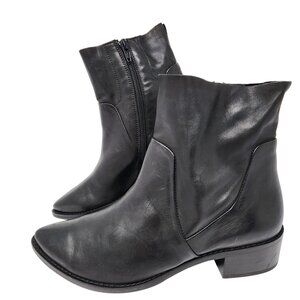 Paul Green Black Leather Ankle Boots With Side Zipper Closure US 8